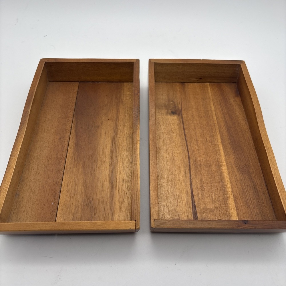 2 Wood Guest Trays, Acacia Collection CatchAll Trays 9 X 5" Vanity Tray